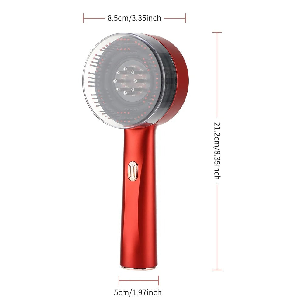 Electric Massage Comb Portable Red -Switch-Button