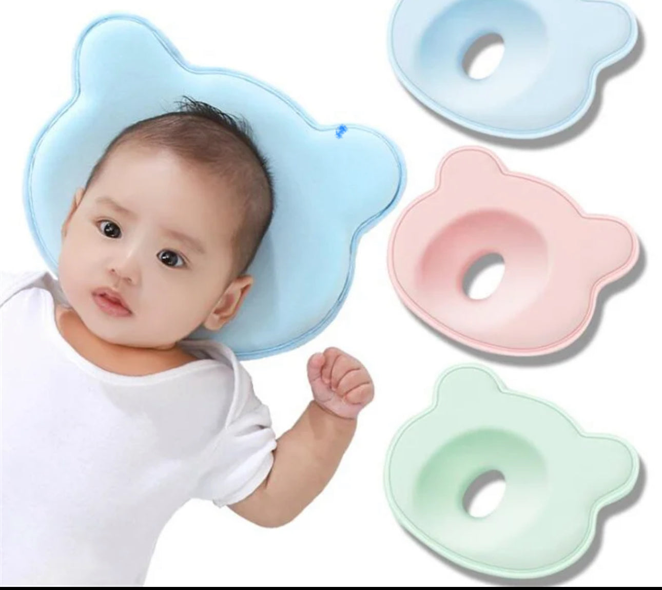 Flourishflawless Baby Product Breathable Cartoon Baby Pillow for Newborn - Portable Travel Head Shape Pillow-baby-front