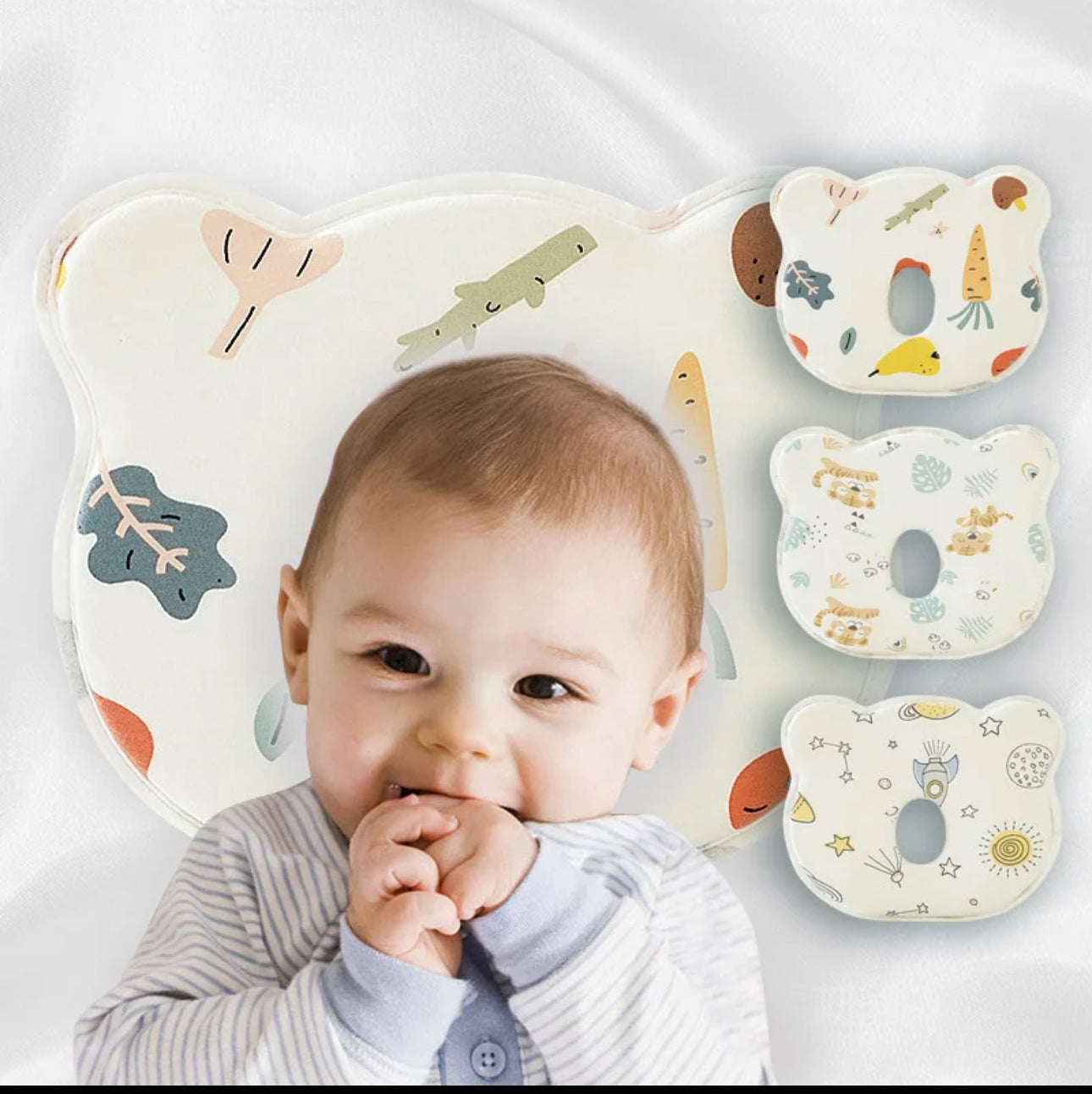 Flourishflawless Baby Product Breathable Cartoon Baby Pillow for Newborn -  happy Baby