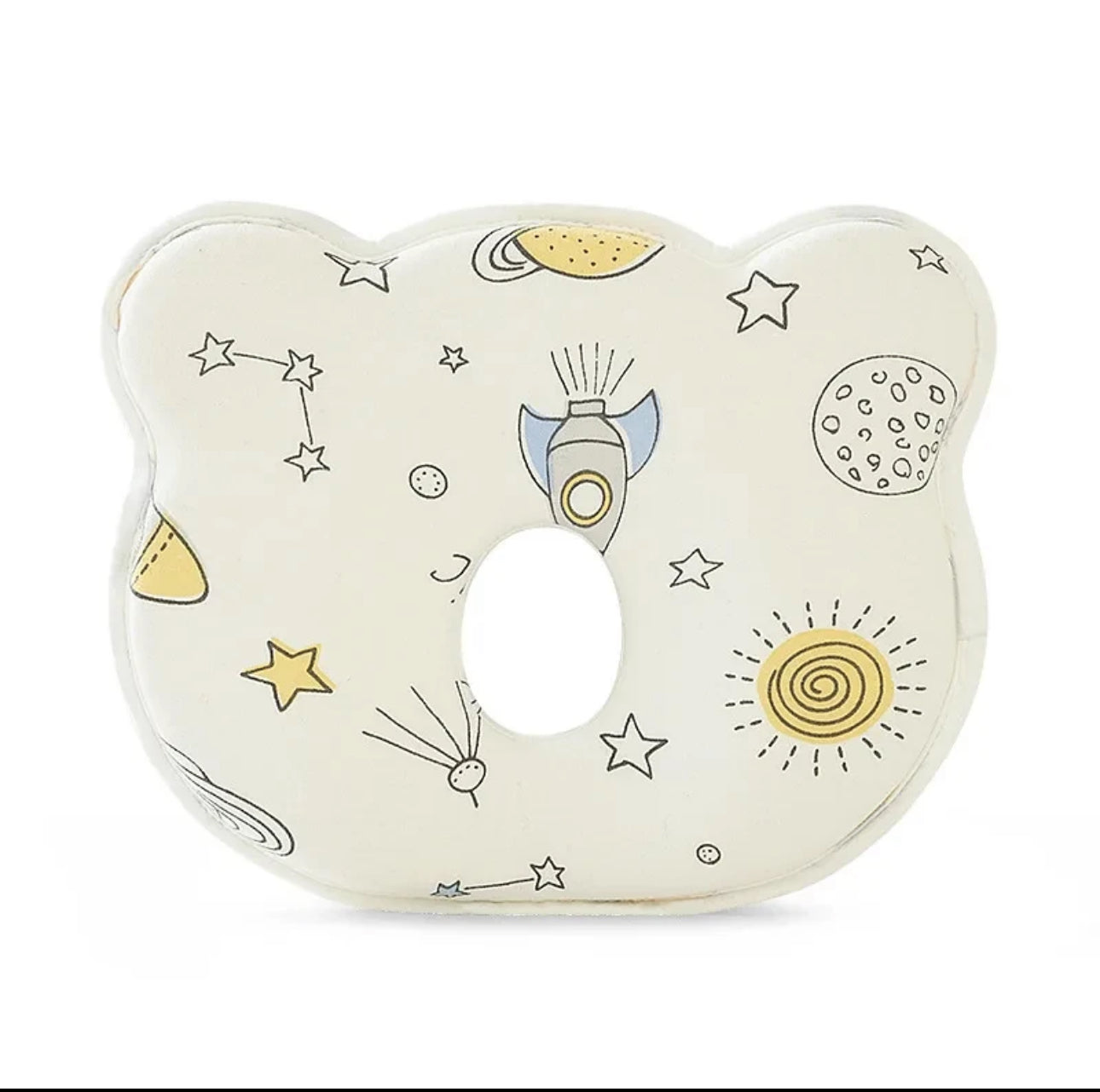 Flourishflawless Baby Product White Space Breathable Cartoon Baby Pillow for Newborn - head-shapping-space-ship
